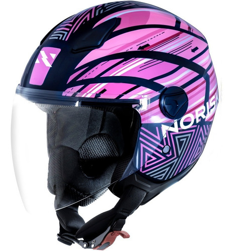 Capacete Aberto Norisk Orion Diversos Gráficos E Cores Desenho Journey - Rosa Tamanho do capacete 56