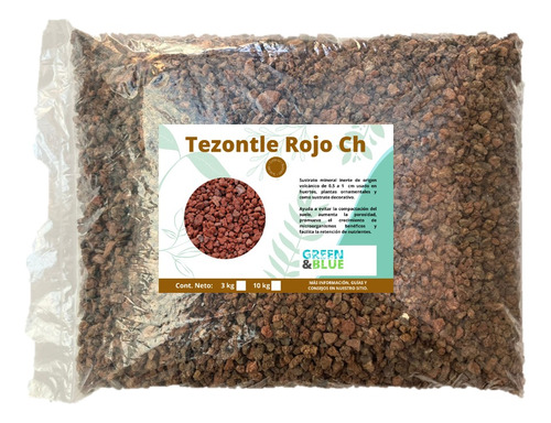 Sustrato Tezontle Rojo Chico 0.5 - 1 Cm (15 Kg)