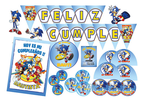 Kit Imprimible Cumple Sonic, Personalizado.