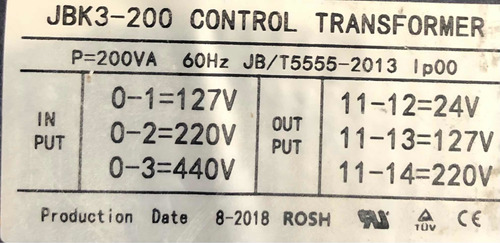 Jbk3-200 Transformador De Control 200 Va