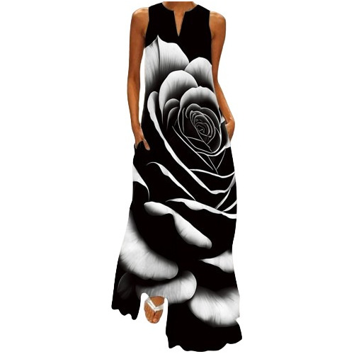 Vestido Rocco Italy Black Rose Asd-031 Plus Size S Al 5xl