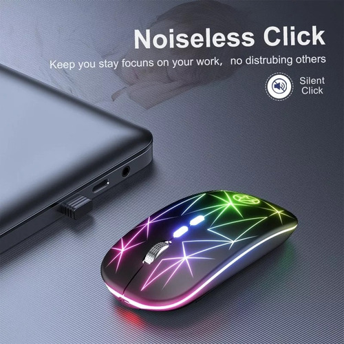 Imagen 2 de 6 de Mouse Inalambrico Recargable Gaming Luces Led