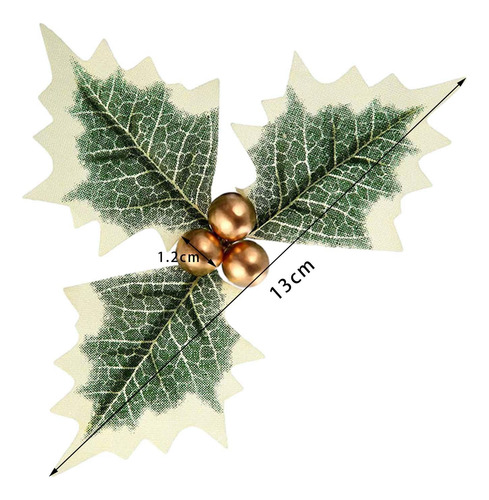 3 X 5 Uds. De Hojas De Bayas Artificiales De Navidad Para