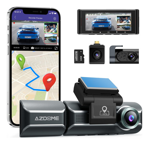 Azdome Camara De Tablero M550 Pro De 3 Canales, Wifi Gps Int