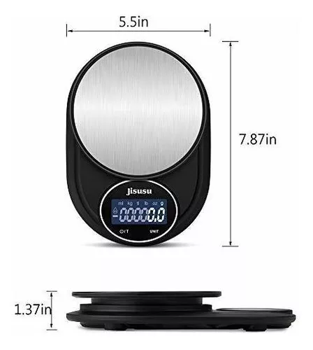 JISUSU Digital Food Scale ,11lb USB Rechargeable Food Kitchen Scale with  0.1g/0.001oz Precise Graduation,Tare Function, 7 Units LCD Display Scale  Weight Grams and oz for Cooking and Baking 