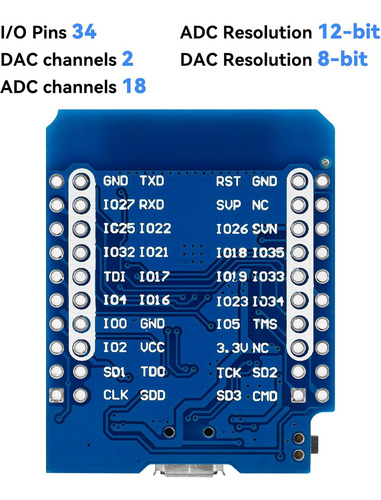 5 Piezas D1 Mini Esp32 Esp-wroom-32 Wlan Wifi Bluetooth Iot