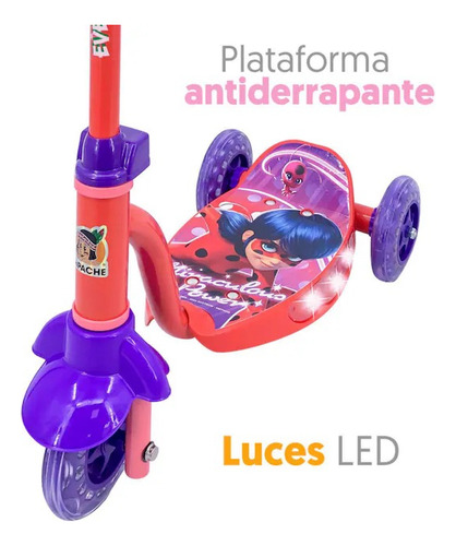Scooter Para Niña Ladybug Con Luces Apache