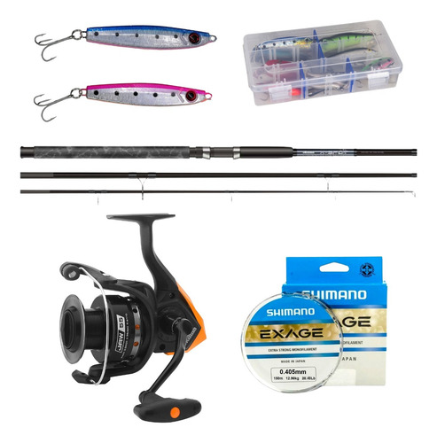 Caña Okuma Xspot 3.3m +carrete Jaw Okuma +nylon+2chispa+caja