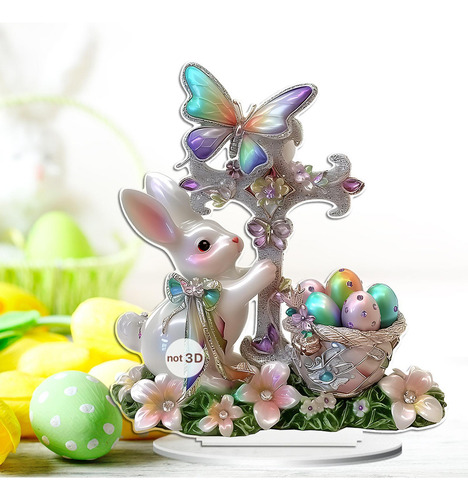 Letrero De Mesa Con Escena De Huevo Y De Pascua