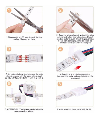 Emenda Rapida P/ Fita Led Rgb 5050/3528 Rabicho Conector Para Fita Led