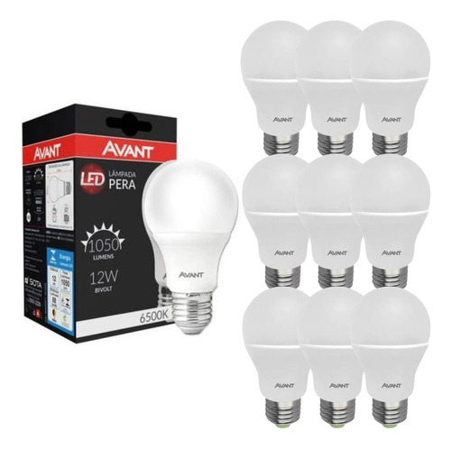 Lâmpada Led 12w E27 6500k Pacote Avant 1050l C/ 10 Pç Luz Branco-frio