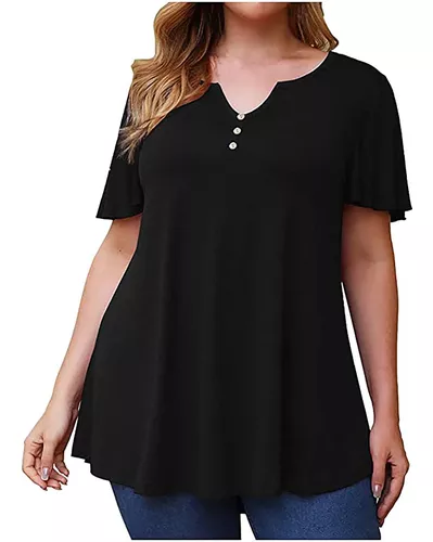 K Mujeres Tops Blusa Tallas Grandes Ropa Camiseta Sólida Bu