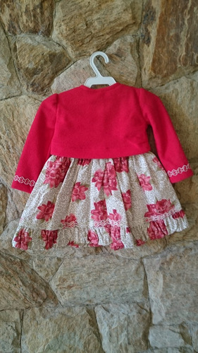 Imagem 4 de 6 de Vestido Bebê Festa Com Bolero Vermelho Ou Rosa P M G