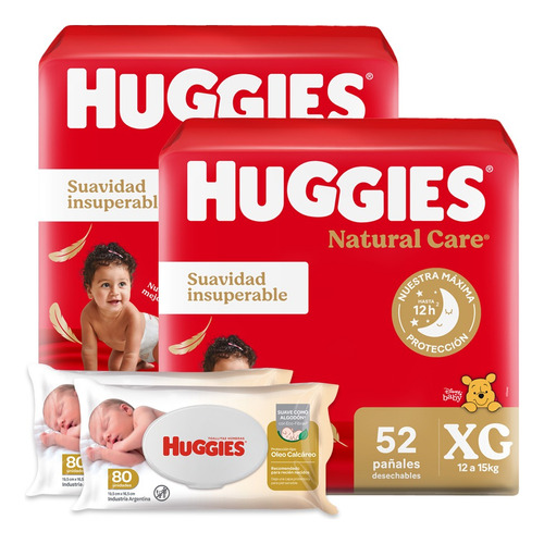 Huggies Supreme Care Pack X 2 + Toallas Oleo Calcareo 80 X 2