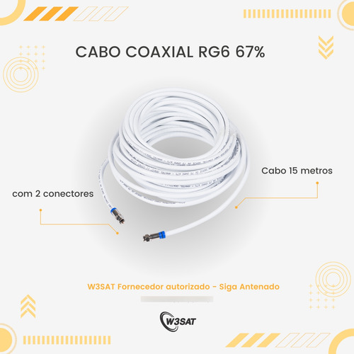 Kit Antena Parabólica Banda Ku 60cm W3sat + Lnb + Kit Cabo