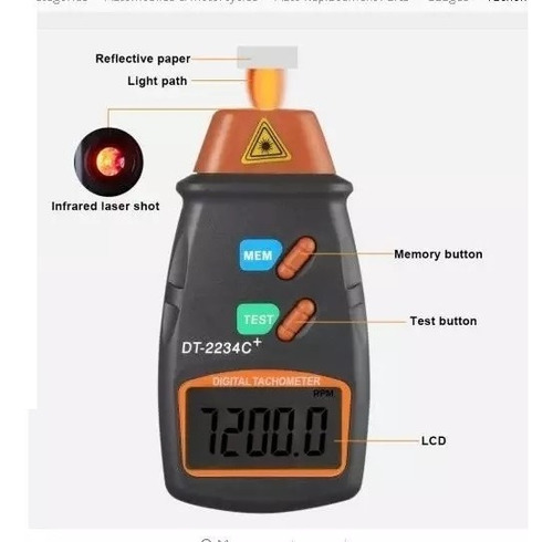Tacometro Digital Laser Dt2234c Rpm Revoluciones Sin Contact