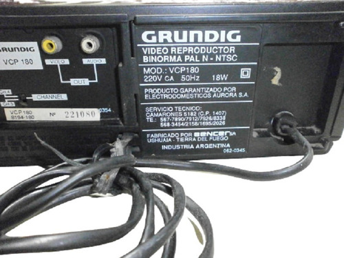 Vhs Video Cassette Grundig Modelo Vcp 180