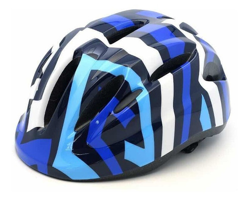 Casco Protector Niño Ajustable Rayas Azul Blanco