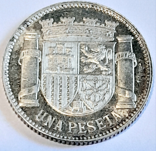 1 Peseta España 1933 Plata 750 Perfecto Estado 