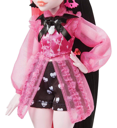 Monster High Muñeca De Moda Draculaura Con Pelo Rosa Y Negro