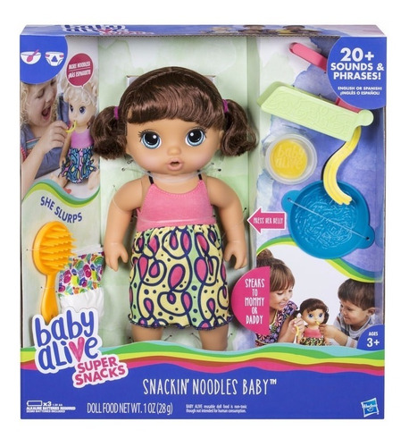 Nova Baby Alive Adoro Macarrão Espaguete Morena Hasbro