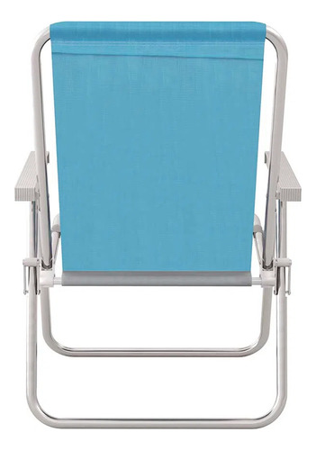 Cadeira Praia Alta Conforto Total Alumínio 120kg Azul Claro