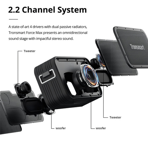 Parlante Tronsmart Tronsmart Force Force Max Tronsmart Force Max portátil con bluetooth waterproof negro 220V