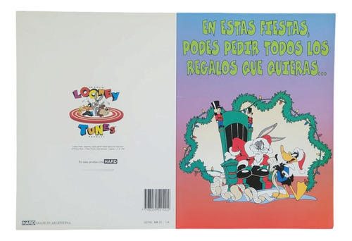 Tarjetas Looney Tunes Original 1996 Regalo Cumple Navidad Bugs Bunny Y Pato Lucas Felices Fiestas