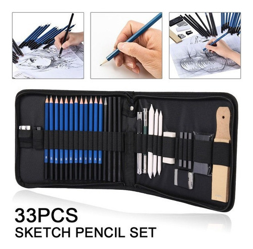  33 Lápices De Dibujo Set De Carbón Carbón Extensor