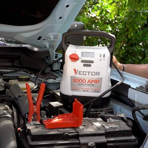 Jumper Arrancador Vector 1000 Amperios Con Compresor Lámpara