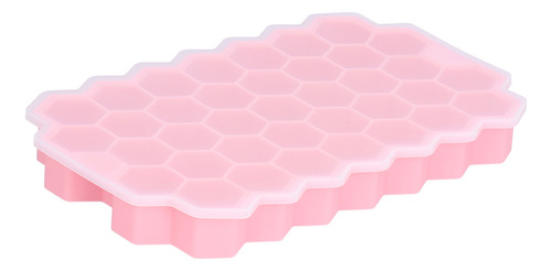 Molde De Hielo De Silicona Rosa Con Tapa De 37 Rejillas Con