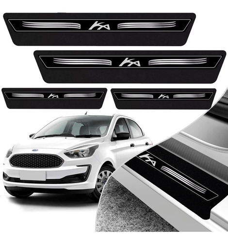 Kit 8 Peças Soleira Adesivo Porta Novo Ka Hatch Sedan 2015 