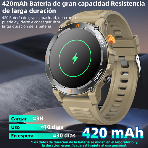 ** Reloj Inteligente For Deportes Al Aire Libre De 1,52 Con Linterna, Capaz De Medir Frecuencia Cardíaca, Presión