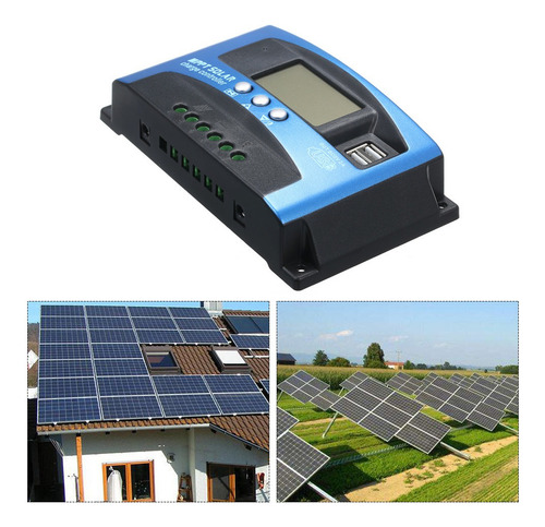 Controlador de carga solar Mppt de 50 A, pantalla LCD USB dual