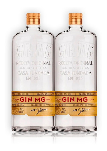 Gin Mg London Dry Seco Kit X2u 700ml Destilado Artesanal