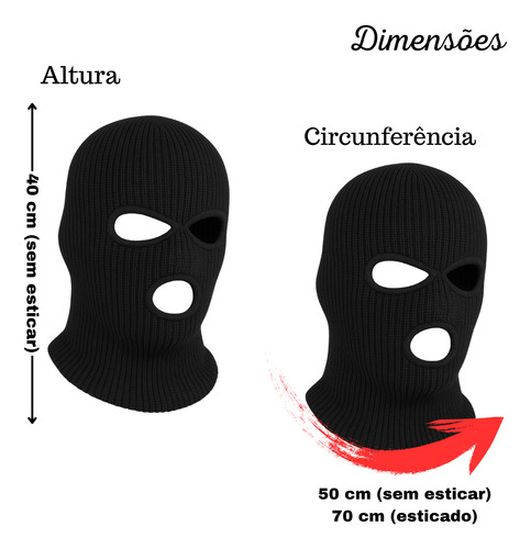 1x Balaclava 3 Furos Lã Quente Para Airsoft, Moto E Trilha