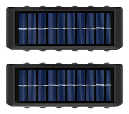 Pack X 2 Lampara Solar 12 Led Exterior Aplique De Muro