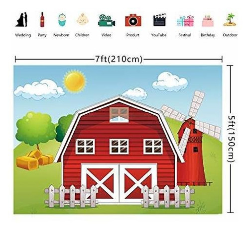 Fondo Dibujo Animado Tematica Granja Roja Molino Viento
