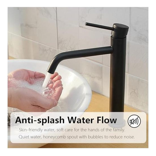Grifo De Lavabo De Recipiente De Bañera Negro Mate Negro, De