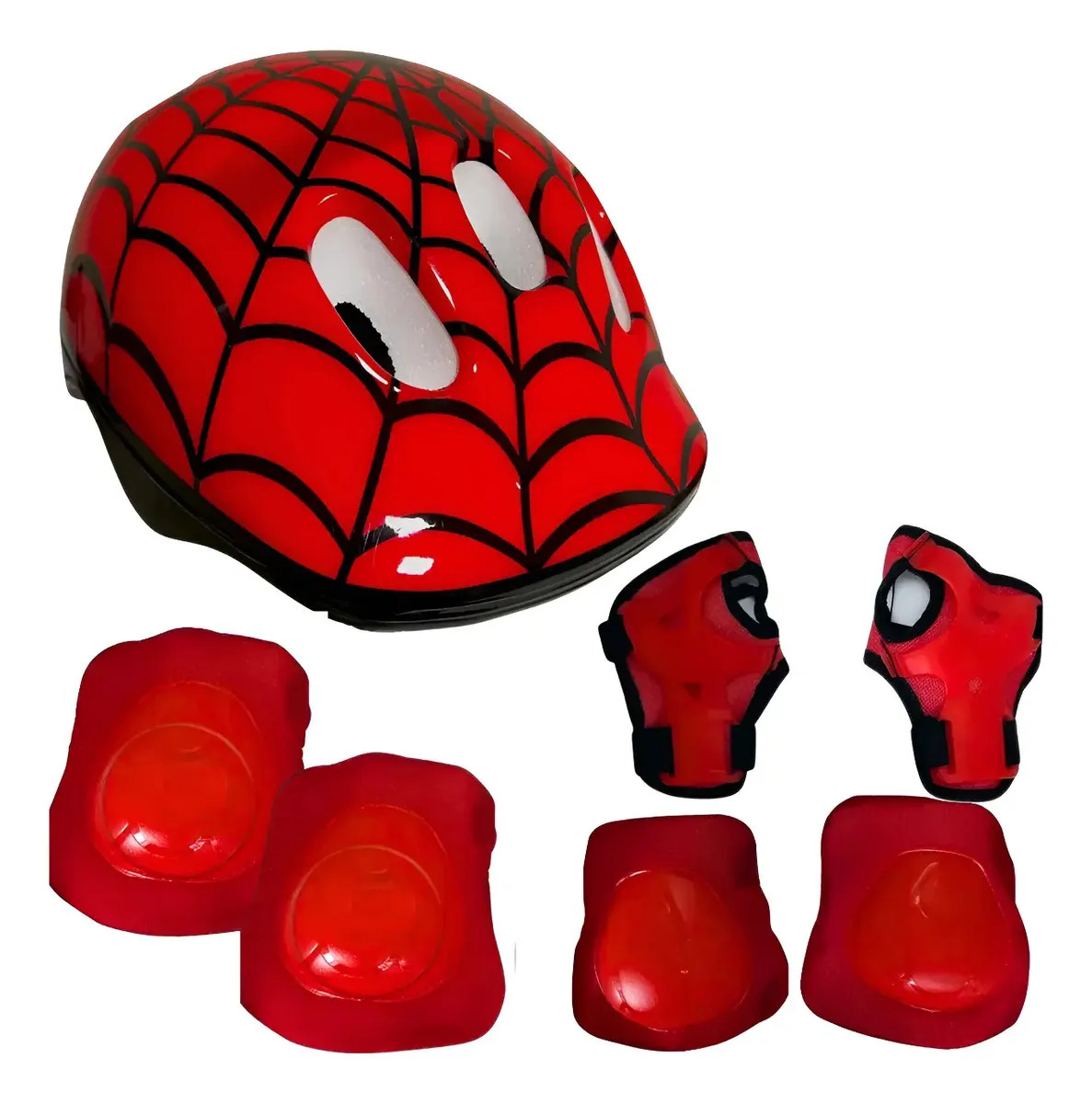 Kit Protecao Infantil Capacete Joelheira Cotoveleira Bike Cor Vermelho