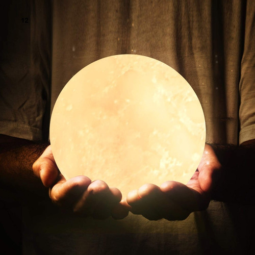 * Lámpara De Luna Llena Led 15cm Diseño 3d Recargable +