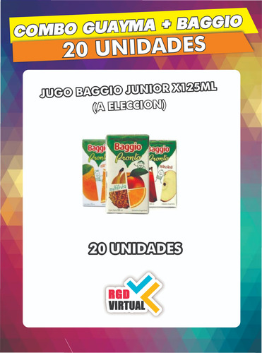 Combo De 20 Alfajores Guaymallén + 20 Jugos Baggio X 125 Ml