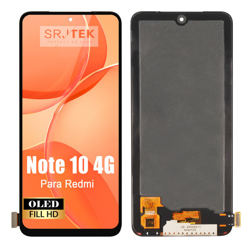 Tela de toque da marca Srjtek Oled para Redmi Note 10 4g 10s M2101K7ai, M2101K7ag M2101K7bg, M2101K7bi, M2101K7bny, M2101K7bl Display Touch Screen preta