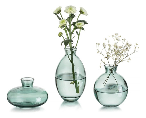 Glasseam Green Glass Bud Vase, 3pcs / Set Decorativo Moderno