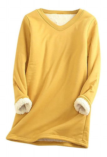 Sudadera Lana Para Dama Forro Sherpa Ropa Descanso Manga