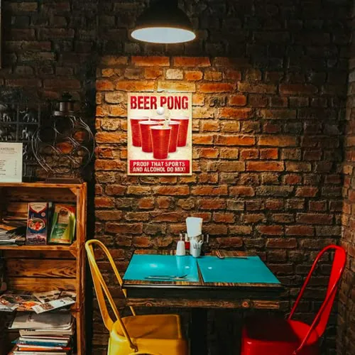 Cartel De Lata Beer Pong - Decoración Vintage - Hecho En Usa