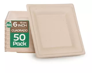 50 Platos Desechables Chicos 100% Compostables Uso Rudo