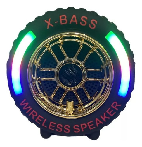 Caixa De Som Roda Pneu X-bass 20w Com Led Rgb Cor Vermelho