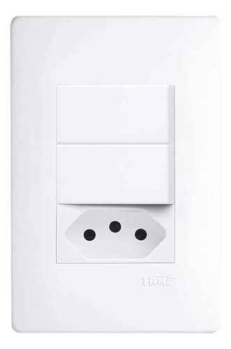 Interruptor Duplo Simples 4x2 C/tomada 10a Habitat Fame 2313 Cor Branco