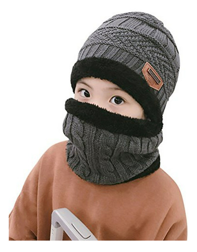 Set Invierno Niños 5-14 Años: Gorro Bufanda Calienta Viento